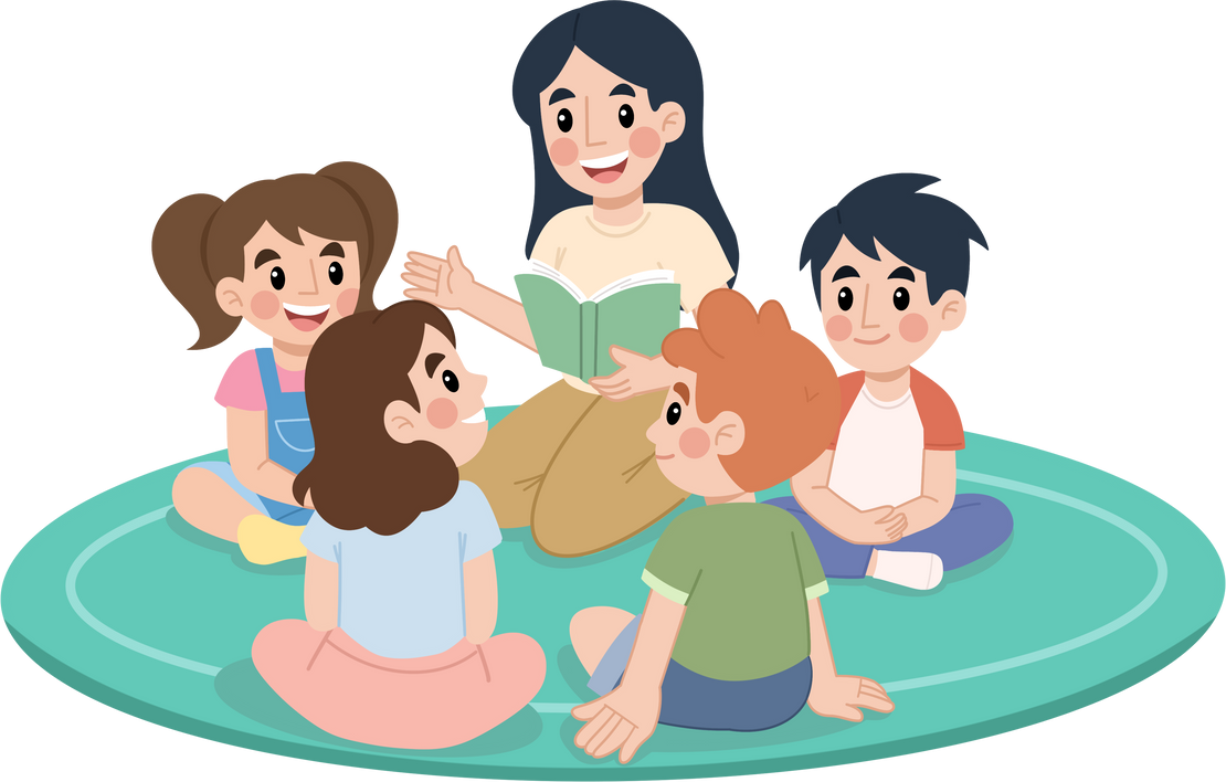 children study together with the teacher